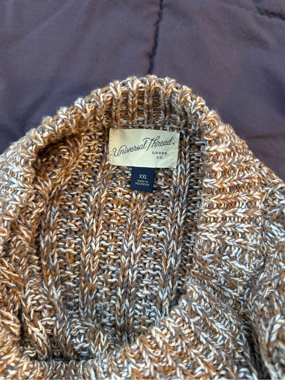 Universal Thread Cozy Ribbed Crewneck Sweater - Brown/Cream - Picture 2 of 3